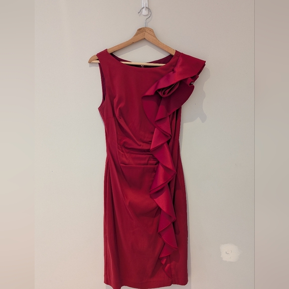 le chateau Dresses & Skirts - Stylish Red Ruffle Midi Dress By Le Château